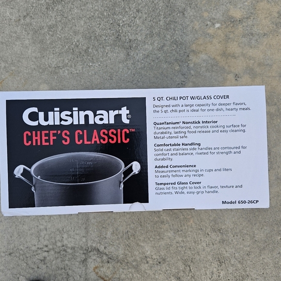 Cuisinart 5 Qt Chili Pot with Lid. Nonstick Hard Anodized. Lifetime Warranty - Picture 3 of 3